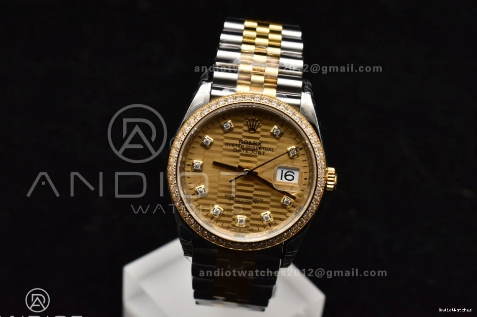Dial Edition Bracelet YG Textured SS VS 126283rbr Steel 36 904L Jubilee Best 1:1 577 on Diamonds Comfortable DateJust VSF 0317